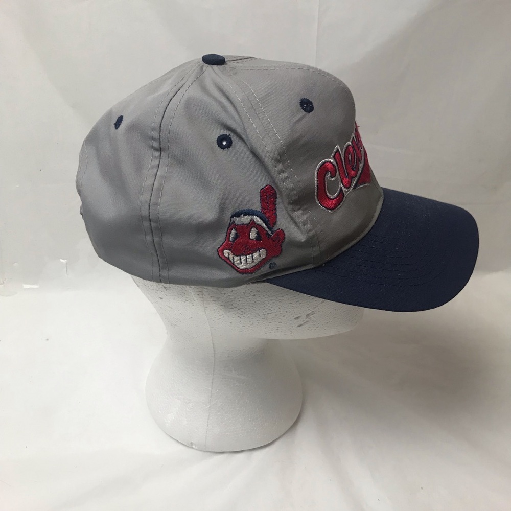 Competitor Cleveland Indians Gray Blue Snap Back Hat Adjustable MLB - Picture 2 of 9